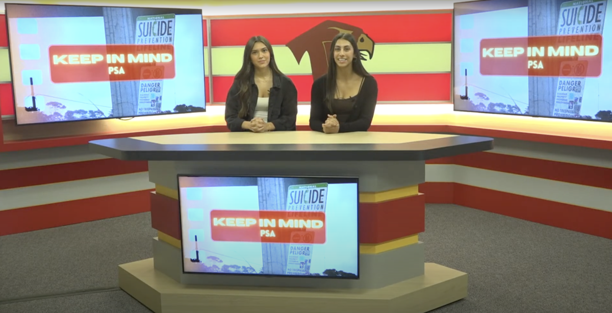 Jamie Crowley and Karina Shukla anchor on the live Falcon Vision. The show took place on Sept. 27.